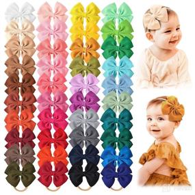 img 4 attached to Prohouse 40 PCS Big Bows Baby Headbands Hairbands Hair Bows Elastics for Baby Girls Newborn Infant Toddlers Kids Hair Accessories - Nylon