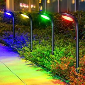 img 4 attached to Outdoor Waterproof Solar Pathway Lights - 150 Lumen Bright 9 Lighting Mode Garden Christmas Decorations For Landscape Yard Backyard Walkway, 4 Pack