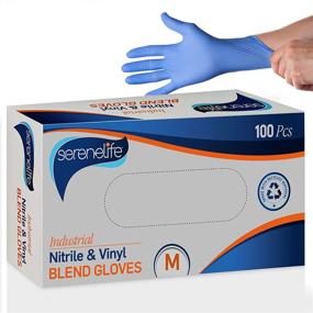 img 4 attached to 100 Pcs Nitrile Vinyl Blend Disposable Gloves - Soft Industrial Gloves, Powder-Free, Latex-Free Protective Gloves, Comfortable Fit, Medium Size - SereneLife SLGLVNIT100MD