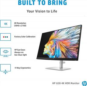 img 2 attached to 🖥️ HP U28 4K HDR Monitor with Calibration, Blue Light Filter, Anti-Glare Coating, Swivel Adjustment, and 3840X2160P Resolution