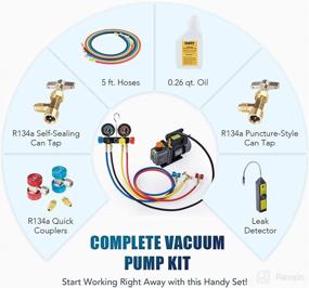 img 3 attached to 🔧 Complete AC Vacuum Pump and Gauge Set for Efficient AC Recharging: Orion Motor Tech's 4 Way AC Gauges, 4 cfm HVAC Vacuum Pump, Leak Detector, 5FT Hoses, Couplers, R410a Adapters, Puncturing & Self Sealing R134a Can Taps - Ultimate AC Recharge Kit