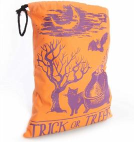 img 2 attached to Сумка для конфет на Хэллоуин: прочная холщовая сумка на шнурке для угощений и сбора конфет из котлов