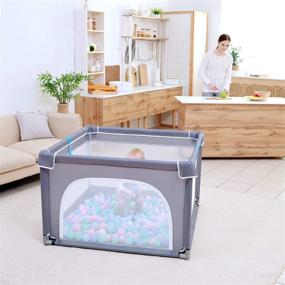 img 3 attached to 🏻 JOYLIFE Baby Playard Portable Playpen, Indoor & Outdoor Playard for Babies and Toddlers, No Gap Play Yard for Baby (36"x 36", Gray)