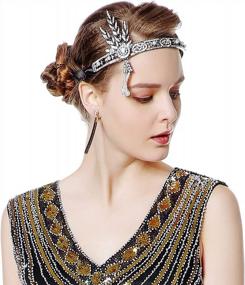 img 4 attached to 1920S Gatsby Themed Flapper Headband With Bling Rhinestone And Pearl Wedding Headpiece Accessory