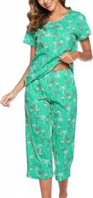 img 2 attached to Women'S Sleepwear Sets: ENJOYNIGHT Pajama Tops & Capri Pants!