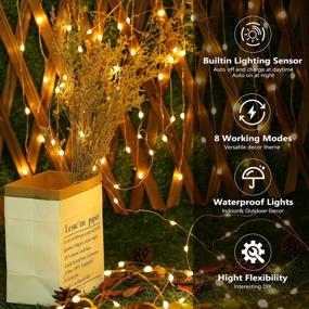 img 3 attached to BrizLabs Solar Fairy Lights - 200 LED Super Bright String Lights - 2 Colors In One - Waterproof Outdoor Twinkle Lights For Garden Parties