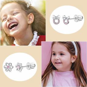 img 3 attached to Stylish And Safe: CASSIECA 6-Pair Hypoallergenic Stainless Steel Stud Earrings With CZ Heart, Flower, And Turtle Designs - Ideal Gift For Women