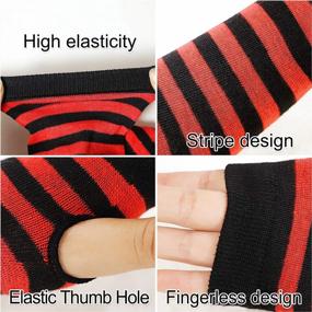 img 1 attached to Bellady 3 Pairs Striped Arm Warmers Fingerless Gloves For Women