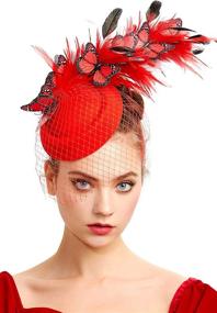 img 4 attached to Coucoland Fascinators Butterfly Fascinator Style2 Red Women's Accessories : Special Occasion Accessories
