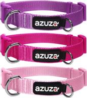 premium quality azuza 3 pack dog collars: soft and comfortable collars for all dog sizes - 4 sizes and 2 patterns logo