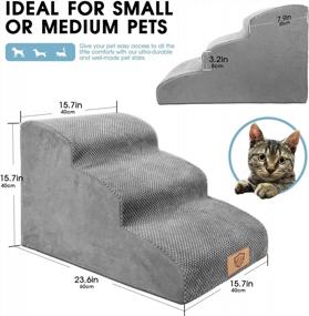 img 3 attached to Premium 3-Tier Foam Dog Steps And Ramps With Non-Slip Surface, Extra-Wide Design For Elderly Dogs, Cats, And Small Pets, High-Density Pet Stairs/Ladder In Grey With Bonus Pet Hair Remover Roller
