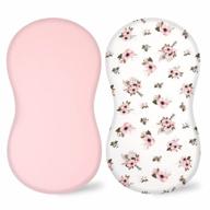 2-pack cotton fitted bassinet sheets for baby boy girl - fit halo swivel sleeper & hourglass mattress sheet, 31.5'' x 18'', floral & pink design logo
