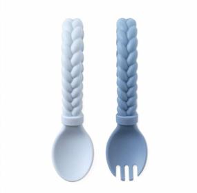 img 4 attached to Itzy Ritzy Silicone Spoon & Fork Set; Baby Utensil Set Features A Fork And Spoon With Looped, Braided Handles; Made Of 100% Food Grade Silicone & BPA-Free; Ages 6 Months And Up, Blue