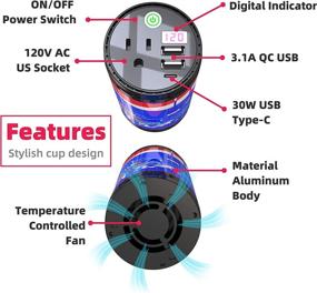 img 1 attached to 🚗 ERAYAK 200W Car Power Inverter for Vehicles - DC 12V to 110V, Car Accessories with 30W Type-C and QC 3.0 USB Ports, Car Charger and Cigarette Lighter Adapter - Outlet Plug