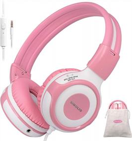 img 4 attached to SIMOLIO SM-903P Wired Kids Headphones W/ Mic, Volume Limiters & Portable Bag - Durable Design, Stereo Sound & Tangle-Free Cord