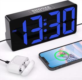 img 4 attached to 7-Inch Digital Loud Alarm Clock For Bedrooms With TypeC&USB Charger, Dual Alarms, 7 Volume Levels, Dimmers, Snooze, Night Light - Perfect Bedside Clock For Heavy Sleepers, Adults, And Kids