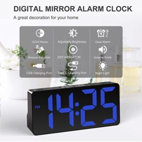 img 3 attached to 7-Inch Digital Loud Alarm Clock For Bedrooms With TypeC&USB Charger, Dual Alarms, 7 Volume Levels, Dimmers, Snooze, Night Light - Perfect Bedside Clock For Heavy Sleepers, Adults, And Kids