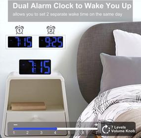 img 2 attached to 7-Inch Digital Loud Alarm Clock For Bedrooms With TypeC&USB Charger, Dual Alarms, 7 Volume Levels, Dimmers, Snooze, Night Light - Perfect Bedside Clock For Heavy Sleepers, Adults, And Kids