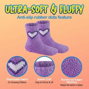 img 1 attached to 6 Pairs Of Warm Fuzzy Non Skid Slipper Socks For Kids By Debra Weitzner - Toddler Gripper Socks
