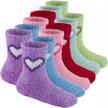 6 pairs of warm fuzzy non skid slipper socks for kids by debra weitzner - toddler gripper socks logo