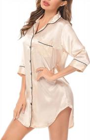 img 2 attached to Sensual And Comfortable: SWOMOG Women'S Satin Nightgown With 3/4 Sleeve And Button-Down Design