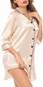 img 3 attached to Sensual And Comfortable: SWOMOG Women'S Satin Nightgown With 3/4 Sleeve And Button-Down Design
