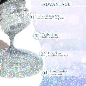 img 1 attached to MIZHSE Rainbow Reflective Magnetic Cat Eye Gel Nail Polish Set With Holographic Glitter, 10Ml Each, Includes Magnet For LED Manicures - 6 Colors, Soak Off Formula
