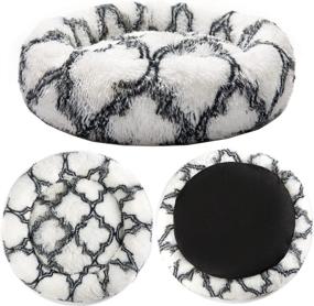 img 2 attached to 🐾 Comforting Donut Round Pet Beds for Cats and Dogs - Fluffy, Washable, Anti Anxiety Cushion Plush Kennel - Ideal for Small, Medium, and Large Dog Breeds