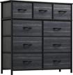 yitahome 9-drawer fabric dresser - charcoal black wood grain storage organizer for living room, hallway, closets & nursery with sturdy steel frame, wooden top & easy-pull bins logo