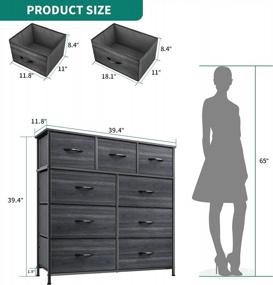 img 2 attached to YITAHOME 9-Drawer Fabric Dresser - Charcoal Black Wood Grain Storage Organizer For Living Room, Hallway, Closets & Nursery With Sturdy Steel Frame, Wooden Top & Easy-Pull Bins