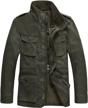 jyg men's army green cotton military jacket with stand collar (size m) logo