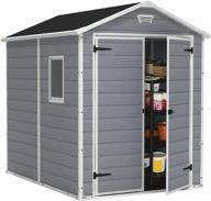 keter manor 6x8 resin outdoor storage shed kit: store your outdoor gear in style with grey & white design логотип