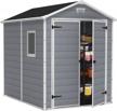 keter manor 6x8 resin outdoor storage shed kit: store your outdoor gear in style with grey & white design logo