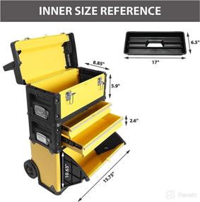 img 2 attached to 🔨 Torin BIG RED ATRJF-C305ABDY: Stackable Rolling Tool Box with Portable Metal Organizer, 2 Drawers, and Wheels - Yellow