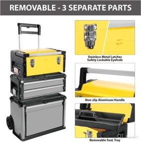 img 1 attached to 🔨 Torin BIG RED ATRJF-C305ABDY: Stackable Rolling Tool Box with Portable Metal Organizer, 2 Drawers, and Wheels - Yellow