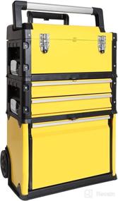 img 4 attached to 🔨 Torin BIG RED ATRJF-C305ABDY: Stackable Rolling Tool Box with Portable Metal Organizer, 2 Drawers, and Wheels - Yellow