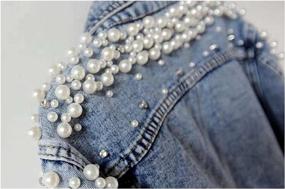 img 2 attached to Stylish Women'S Oversized Denim Jacket With Embroidered Pearls And Rivets