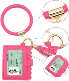 img 3 attached to Брелок-браслет с кисточкой и карманным держателем для карт для женщин - стильный брелок-аксессуар