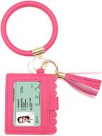 tassel keychain bracelet with pocket card holder for women - stylish keyring accessory logo