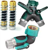 ultimate garden hose splitter kit: two-way metal splitter with kink-free hose savers and elbow connector logo