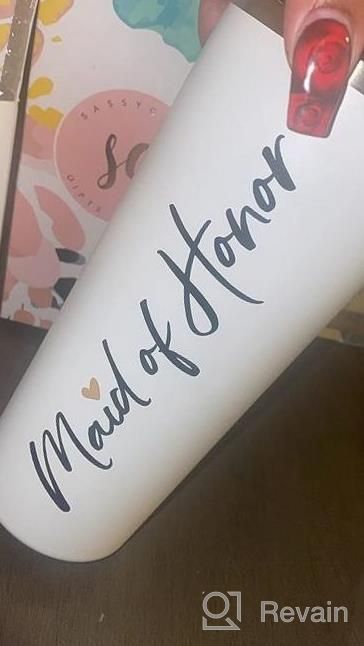img 1 attached to SassyCups 22Oz Maid Of Honor Vacuum Insulated Stainless Steel Tumbler With Lid And Straw - Perfect Maid Of Honor Proposal Gift For Bridal Party - Will You Be My Maid Of Honor Travel Mug (White) review by Annie Thornton