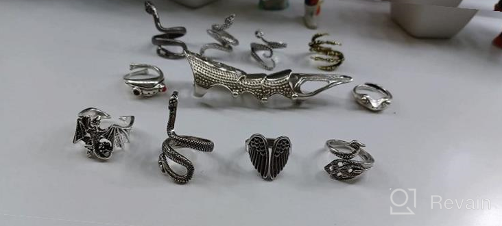 img 1 attached to Hsarsup 11 Pcs Vintage Frog Rings Cute Animal Open Ring Retro Snake Rings Set Full Finger Ring Statement Biker Punk Rings For Women Girls Men (11Pcs) review by Cynthia Akobia