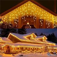 🎄 32.8ft 400 led icicle string lights, 8 modes waterproof christmas lights outdoor with memory function, curtain fairy lights hanging decor for home, party, wedding, christmas (warm white) логотип