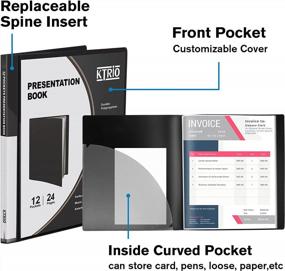 img 2 attached to Папка для презентаций с 12 пластиковыми карманами - 1 упаковка, 8,5 X 11 дюймов, прозрачная защитная пленка, отображение 24 страниц, идеально подходит для презентаций, встреч и организации от KTRIO