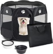 🐶 medium-black dog playpen: foldable, portable, and pop up playpen for dogs, cats, and small-medium pets logo