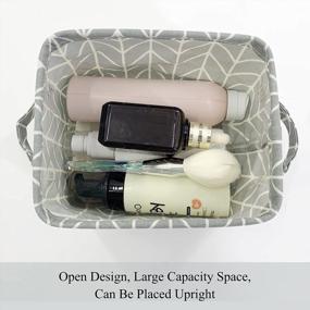 img 2 attached to Compact Gray Canvas Storage Basket - Perfect For Makeup, Toys, And More!