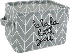 img 4 attached to Compact Gray Canvas Storage Basket - Perfect For Makeup, Toys, And More!