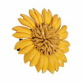 img 3 attached to Желтая кожаная заколка-цветок и булавка для броши: смелое и яркое сочетание для яркого стиля