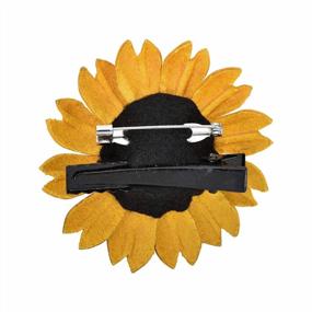 img 2 attached to Yellow Leather Flower Hairclip And Brooch Pin: Bold And Colorful Combo For Vibrant Style