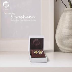 img 1 attached to Shower Your Loved Ones With Sunshine: SNZM Sunflower & Heart Sterling Silver Stud Earrings
